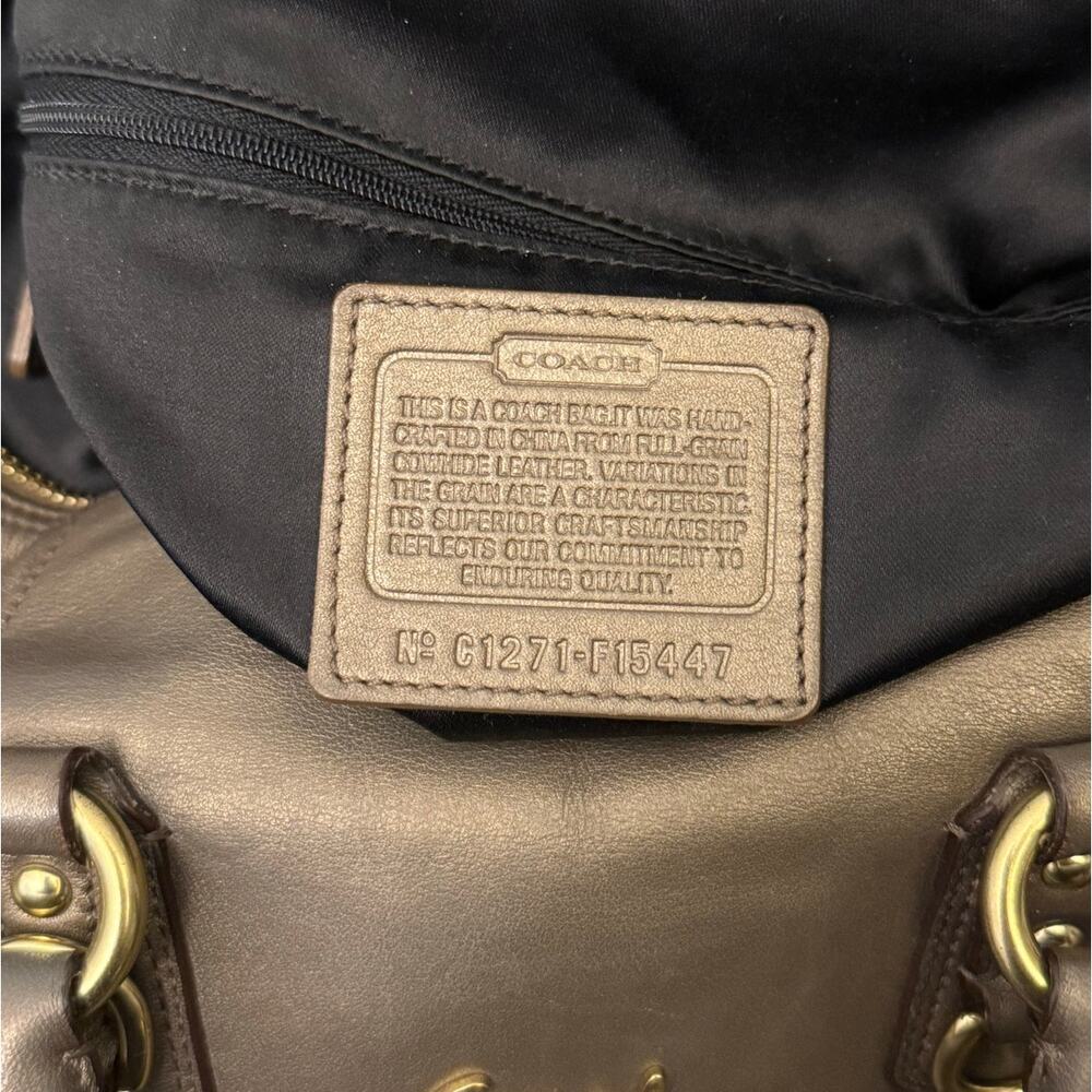 GUC Coach F15447 Ashley Satchel in Olive/Bronze Leather - Picture 12 of 13